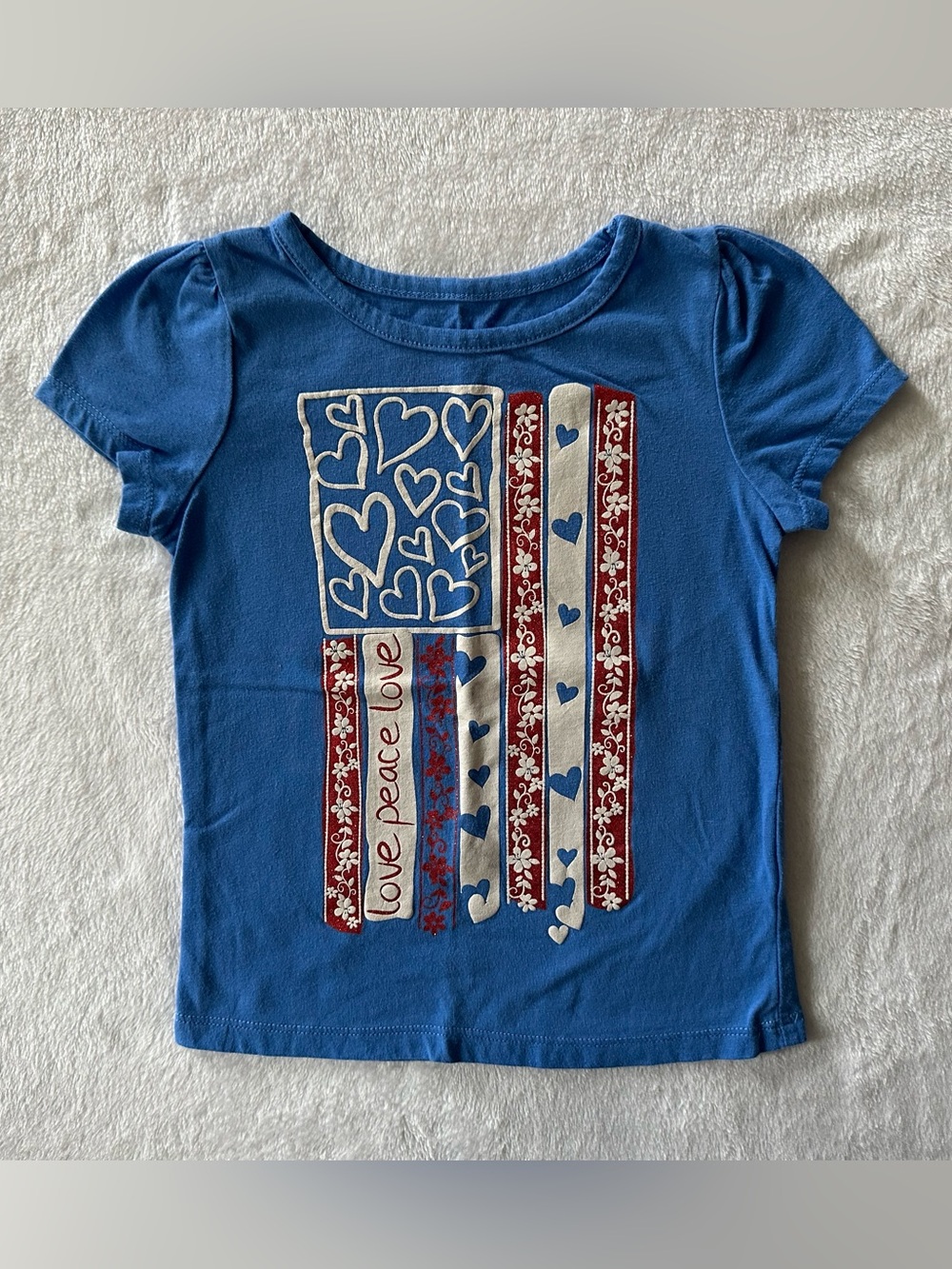 Epic Threads American Flag 4th Of July Short Sleeve T-Shirt Red White Blue 4T